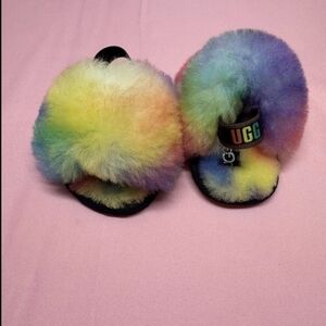 UGG Multicolor Fluffy Slides